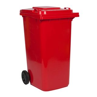 240L Red Wheeled Bin with Hinged Lid