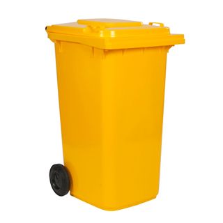 240L Yellow Wheeled Bin with Hinged Lid