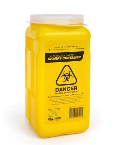 Plastic Sharps Container 1.4L Yellow