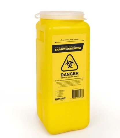 Plastic Sharps Container 1.8L Yellow