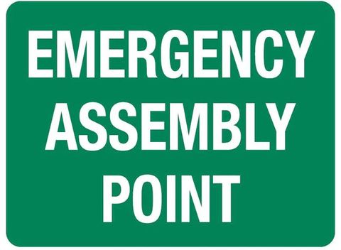 SIGN - EMERGENCY ASSEMBLY POINT 600 X 450MM -POLY