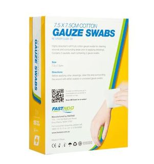GAUZE SWABS, 7.5 X 7.5cm (5 X 3PK) Pack of 50