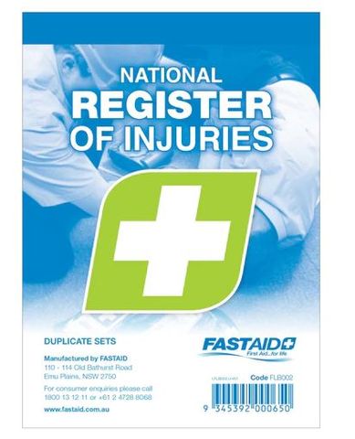 Register Of Injurues Book - Carbonless Duplicate C