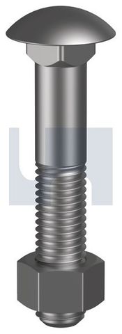 Cup Head Bolt & Nut - BSW 1/2 x 4 in (Box=100)