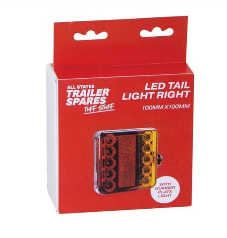 LED Right Tail Light inc Number Plate Lamp 100mm x