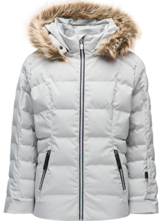 SPYDER ATLAS SYNTHETIC DOWN GIRLS JACKET  WITH FAUX FUR, SILVER, 20