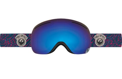 DRAGON X1 ADULTS GOGGLES - POW HEADS WITH BLUE STEEL LENS WITH YELLOW BLUE ION LENS