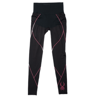 SPYDER RUNNER WOMENS THERMAL COMPRESSION PANTS - BLACK/BRYTE PINK - SIZE XL/2XL