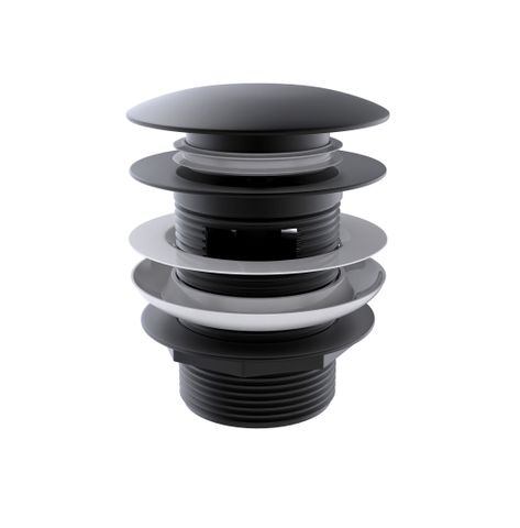 Mushroom Bath Pull Out Popup Waste Overflow Matte Black