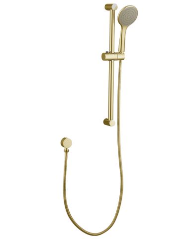 Pavia Brushed Gold Shower Rail with Round Handheld Shower Piece