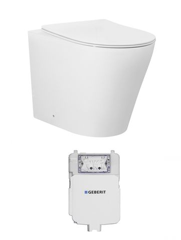 Alzano WF Hurricane Pan Slim Seat / Geberit Inwall Cistern Set (Push Plate Sold Separately)