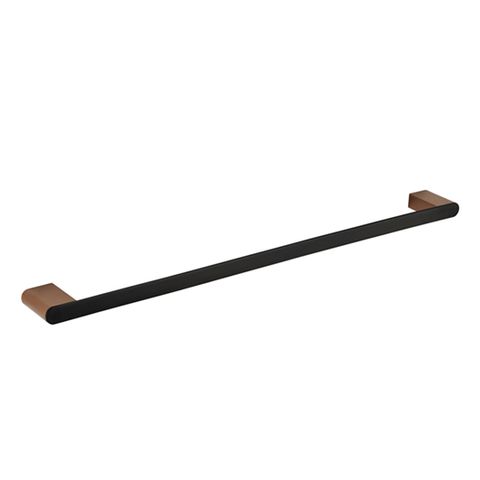 Zevio 600mm Matte Black & Rose Gold Single Towel Rail