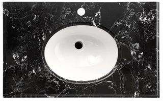 LUX Stone Top Black Marble 750x460 with Oval Basin