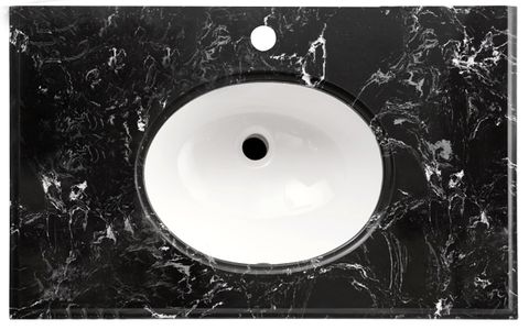 LUX Stone Top Black Marble 750x460 with Oval Basin