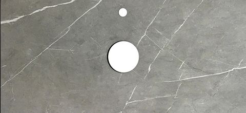 Rock Plate Stone 1200x465x15 Amani Grey - Above Counter 12 O'Clock Taphole