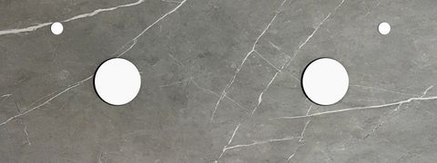 Rock Plate Stone 1500x465x15 Amani Grey - Above Counter Left 10 O'Clock Right 2 O'Clock Taphole