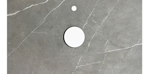 Rock Plate Stone 600x465x15 Amani Grey - Above Counter 12 O'Clock Taphole