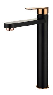 Vetto Tall Basin Mixer Matte Black & Rose Gold