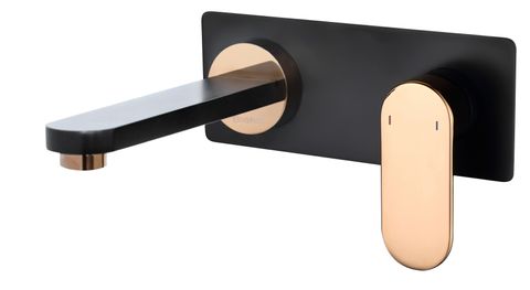 Vetto Wall Basin Mixer Matte Black & Rose Gold