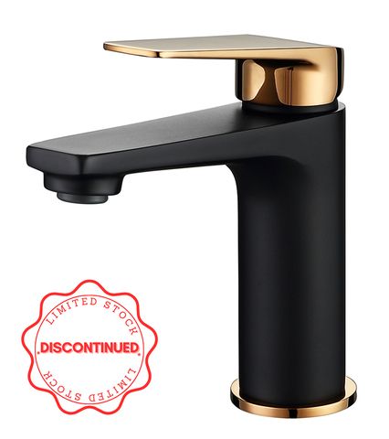 Zevio Basin Mixer Matte Black & Rose Gold