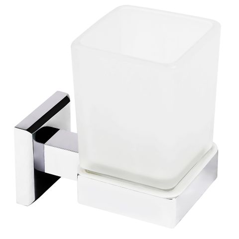 Builders Choice Chrome Tumbler Holder Square Glass