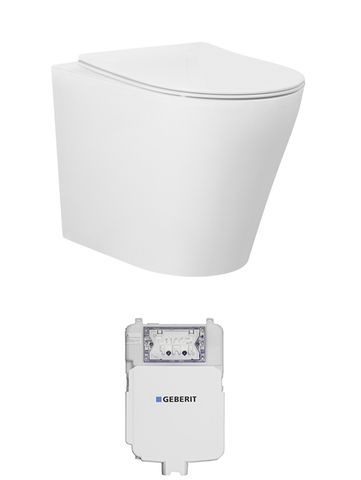 Alzano Matte White Pan and Geberit Inwall Cistern only (Button Order Separately)