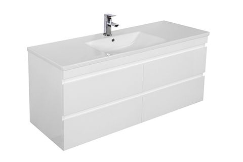 Dover 1200mm Gloss White Wall Hung Vanity with Ceramic Top