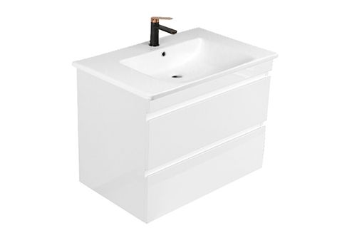 Dover 600mm Gloss White Wall Hung Vanity with Ceramic Top