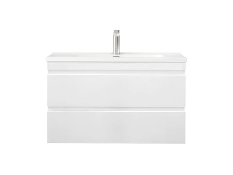 Dover 750mm Gloss White Wall Hung Vanity with Ceramic Top