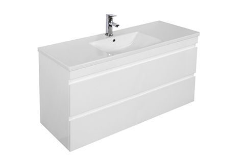 Dover 900mm Gloss White Wall Hung Vanity with Ceramic Top