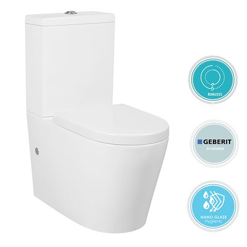 Alzano Rimless Toilet Suite Slim Seat / Geberit Cistern