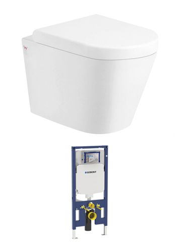 Alzano Wall Hung Pan Geberit Inwall Cistern Set (Push Plate Sold Separately)