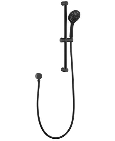 Pavia Black Shower Rail with Round Handheld Shower Piece