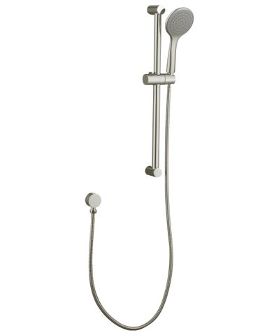 Pavia Brushed Nickel Shower Rail with Round Handheld Shower Piece