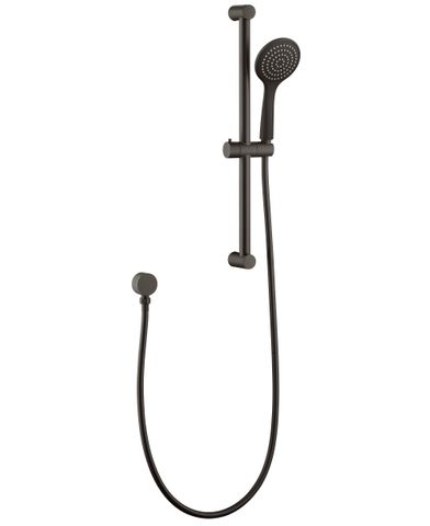 Pavia Gun Metal Shower Rail with Round Handheld Shower Piece