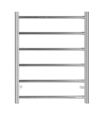 Round Stainless Steel Chrome Electric Heated Towel Rack 6 Bars Universal Inlet