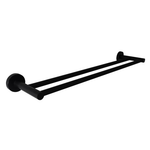 Rondo 600mm Black Double Towel Rail