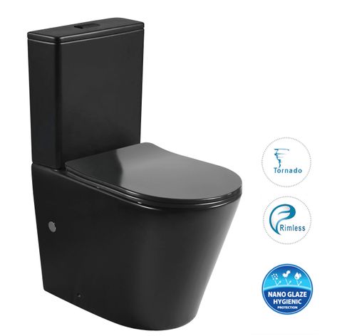 Radiant Toilet Suite Slim Seat Matt Black