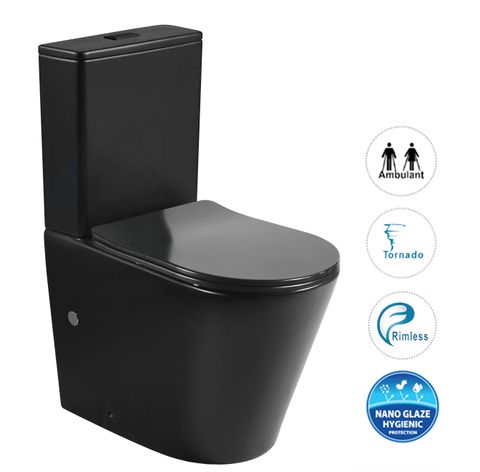 Radiant Toilet Suite Slim Seat Matt Black