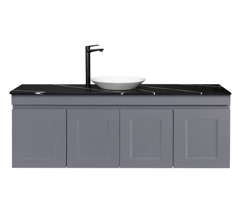 Hampton Matte Grey WH 1200 Double bowl Vanity with Stone Top