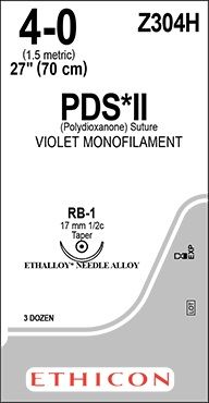 SUTURE PDS-II 4/0 RB-1 70CM VT 1/2CT