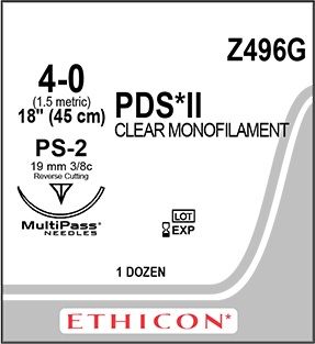 SUTURE PDS-II 3/0 19MM 45CM UD 3/8 RV