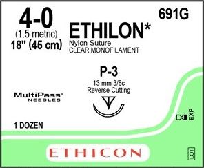 SUTURE ETHILON 4/0 P-3 13MM 45CM MP