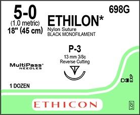 SUTURE ETHILON 5/0 P-3 13MM 45CM 3/8C