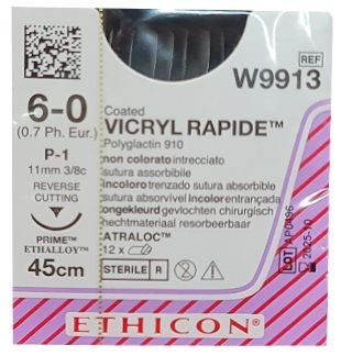 SUTURE VICRYL RAPIDE 6/0 PS-2 11MM 45CM