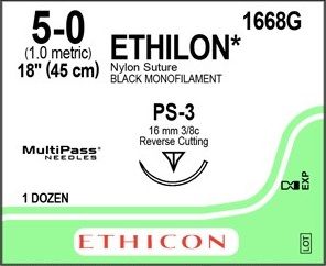 SUTURE ETHILON 5/0 PS-3 16MM 45CM