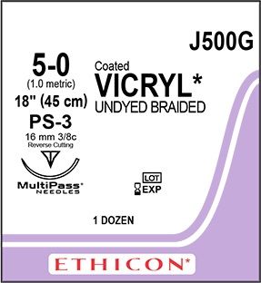 SUTURE VICRYL 5/0 PS-3 16MM 45CM
