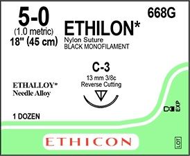SUTURE ETHILON 5/0 PS-3 13MM 45CM