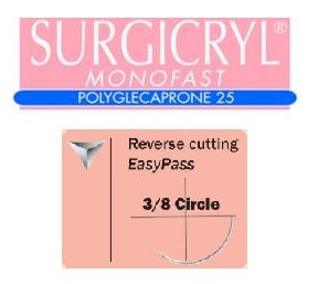 SUTURE SURGICRYL MONOFAST 6/0 12MM 45CM