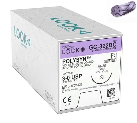 SUTURE POLYSYN 3/0 19MM 70CM UD 3/8C RV